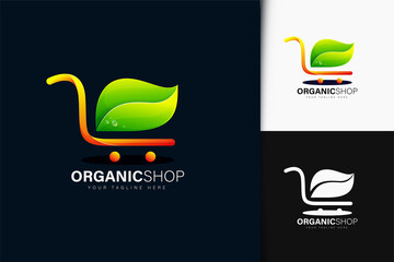 Naklejka premium Organic shop logo design with gradient