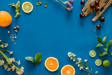 Obraz na płótnie Canvas Assortment of tropical citrus fruits background