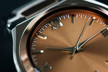 Closeup of analog men watch