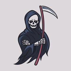 vintage t shirt design grim reaper coll illustration