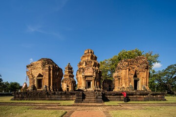 Fototapeta na wymiar Prasat Sikhoraphum or Castle Rock temple in Surin of Thailand.