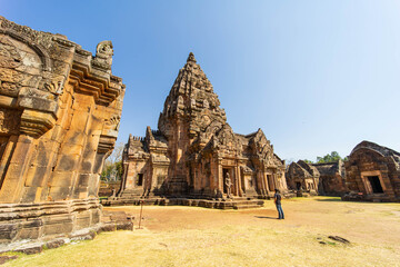 Naklejka premium Prasat Khao Phanom Rung is a castle stone laterite, Buriram Province, Thailand.
