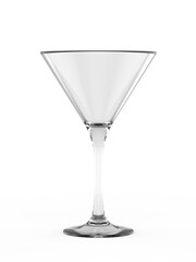 Blank martini glass  for branding. 3d render illustration.