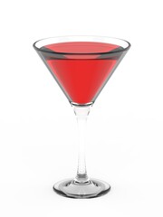 Blank martini glass  for branding. 3d render illustration.