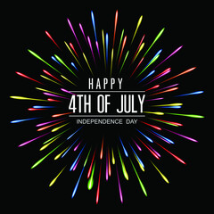 4th of July, Independence day - greeting design with colourful firework . Vector illustration.