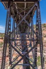Midgley bridge over Wilson canyon near Sedona Arizona, steal frames holding up the structure