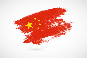 Happy national day of China with vintage style brush flag background