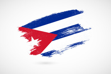 Happy independence day of Cuba with vintage style brush flag background