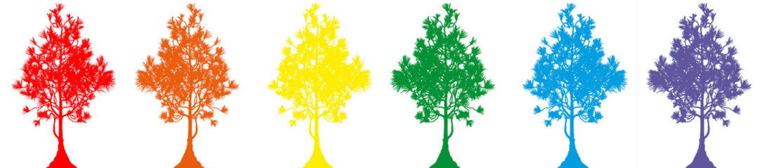 frise arc-en-ciel d&rsquo;arbres 