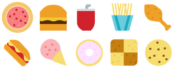 Set of Fastfoods variant in flat styled artwork design