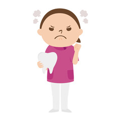 女性の歯医者さんのイラスト。怒っている女性。