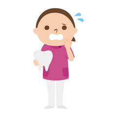 女性の歯医者さんのイラスト。失敗して焦っている女性。
