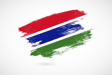 Happy independence day of Gambia with vintage style brush flag background