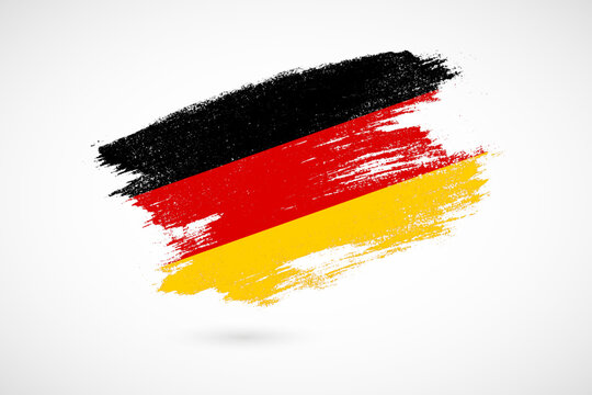 Happy german unity day of Germany with vintage style brush flag background