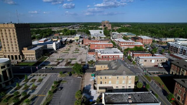 aerial ws pullout florence sc, florence south carolina, small town usa
