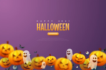 Happy halloween greeting with pumpkin background