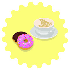  cup of coffee and donut