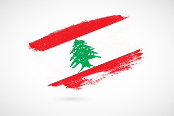 Happy independence day of Lebanon with vintage style brush flag background