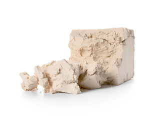 Fresh yeast on white background