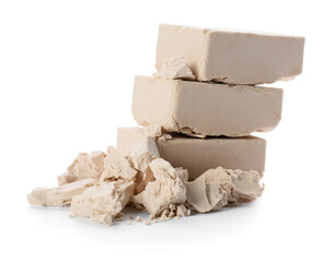 Fresh yeast on white background