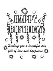 happy birthday coloring page,birthday vector,