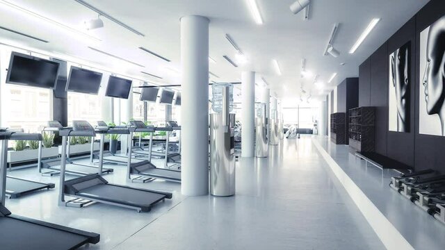 Interior Design Inside a Gym Center - loopable 3D Visualization