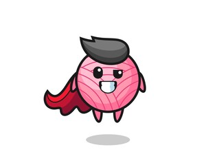 the cute yarn ball character as a flying superhero