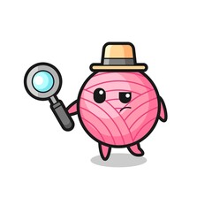 yarn ball detective character is analyzing a case