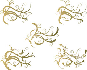 Calligraphic decorative elements with lines