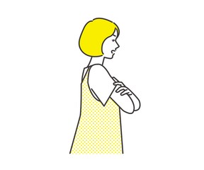 腕組みをして注意・説教をしている女性のイラスト
 ベクター