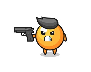 the cute ping pong ball character shoot with a gun