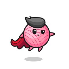 cute yarn ball superhero character is flying