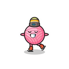 Naklejka premium yarn ball cartoon as an ice skating player doing perform