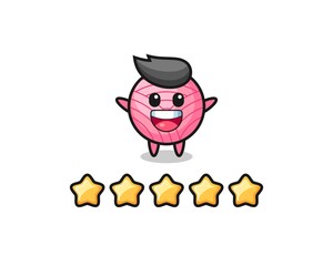the illustration of customer best rating, yarn ball cute character with 5 stars