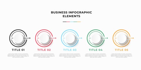 Presentation business infographic template with 5 options or steps. Modern infographic design template. Creative concept of five stages of business project