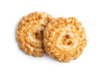 Sweet coconut cookies. Tasty biscuits with coconut flavor.