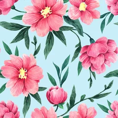 Tuinposter Floral watercolor pattern. Seamless illustration for design of fabric, wallpaper and other.  © Anna