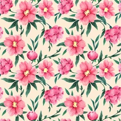 Foto op Plexiglas Floral watercolor pattern. Seamless illustration for design of fabric, wallpaper and other.  © Anna