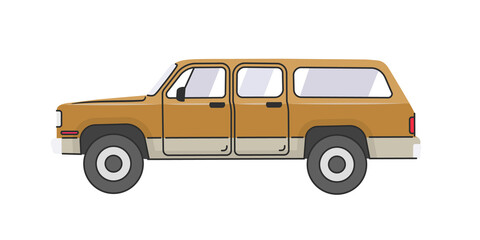 Obraz premium SUV. Side view. Four-wheel drive car. Transport. The vehicle. Vector illustration of a car in a flat style.