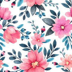 Floral watercolor pattern. Seamless illustration for design of fabric, wallpaper and other.	