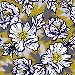 Seamless pattern with flowers. Design for textiles, souvenirs, fabrics, packaging and greeting cards and more.	