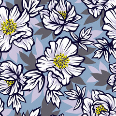 Seamless pattern with flowers. Design for textiles, souvenirs, fabrics, packaging and greeting cards and more.	
