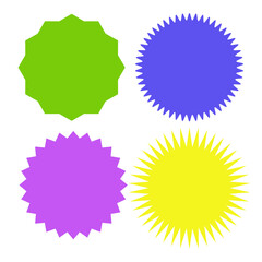 Set of multicolor blank labels various shape isolated on whiteVector illustration
