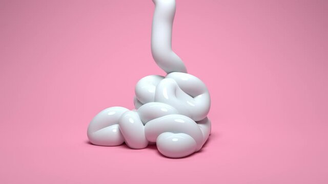 Toothpaste-like gel folding on itself on pink background 3D render