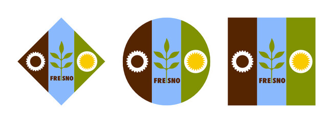 Fresno flag icon set isolated on white background
