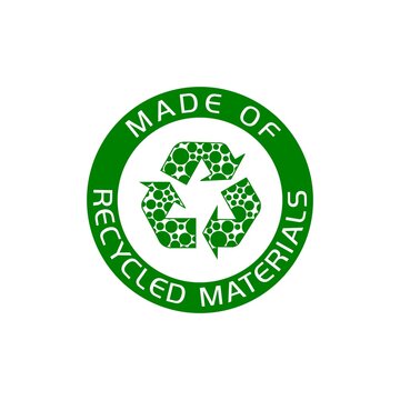 Made of recycled materials, Recycling icon isolated on white background