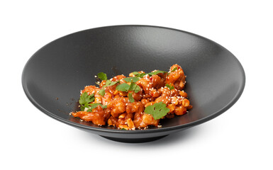 Crispy eggplants in sweet and sour sauce