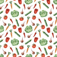 Watercolor seamless pattern on the theme of the garden