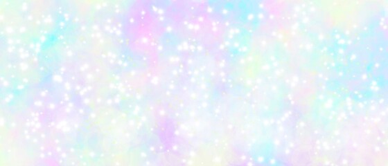 Unicorn galaxy pattern. Pastel cloud and sky with glitter. Cute bright paint like candy background theme. Concept to montage or present your product, for women, girls in princess style