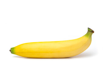 One yellow tasty banana on a white background